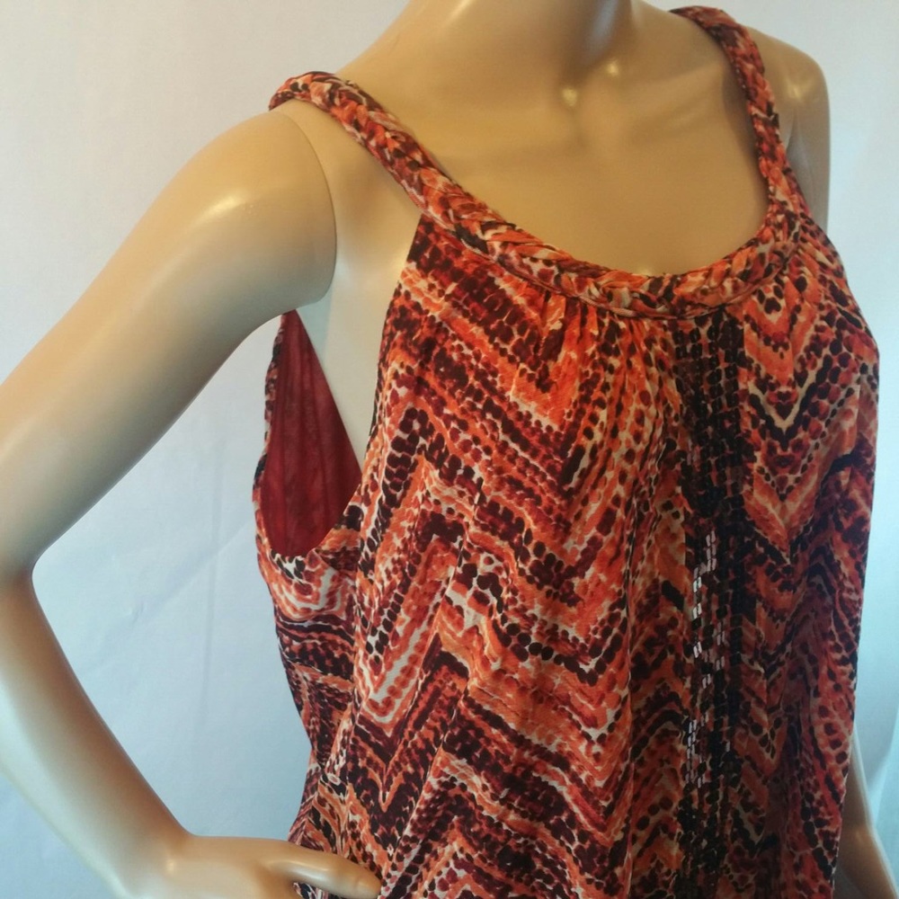Apt 9 braided strap sequin chevron tank orange xl